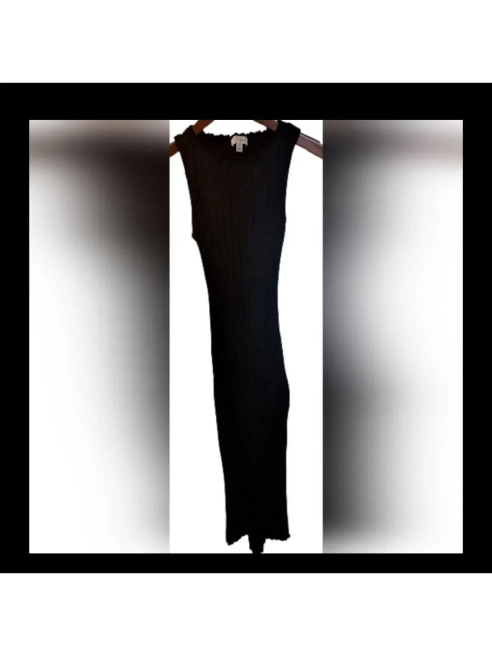 Fitted Long Length Moiu Muse Black Ribbed Maxi Dress Size Small